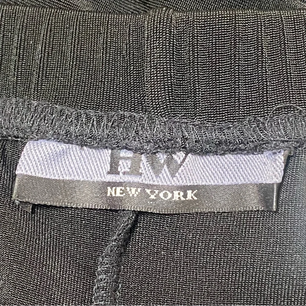 HW New York Black Slinky Knit Wide Leg Pants Large High Rise Pull On Minimalist